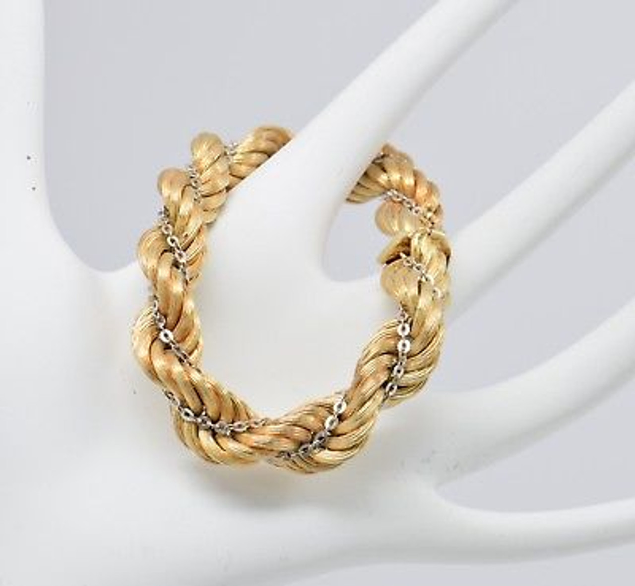 14K Yellow and White Gold Florentine Rope Bracelet - Colonial