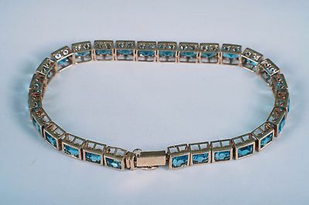Renaissance Color Bracelet in Sterling Silver with Blue Topaz, Hampton Blue  Topaz, Iolite and 14K Yellow Gold