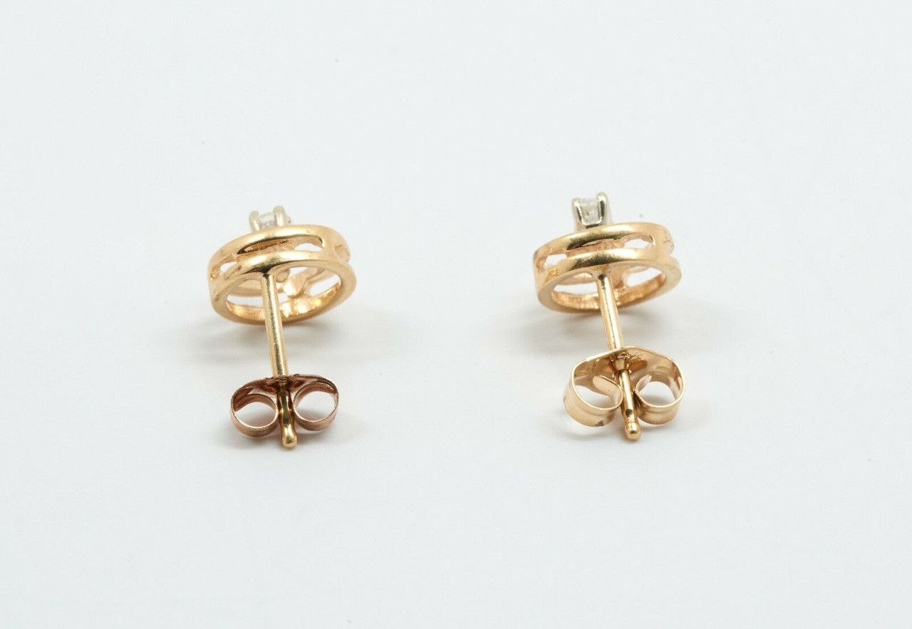 MODERN PAVE Small Stud Earrings with White Diamond in Gold - Corinne Hamak  Jewellery