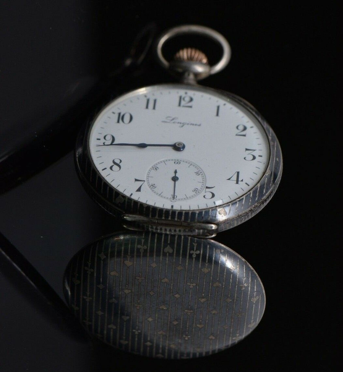 Lucky Card Player's Longines Silver Pocket Watch - Colonial