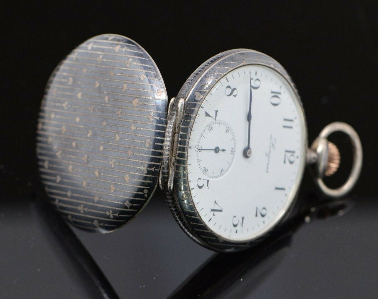 Lucky Card Player's Longines Silver Pocket Watch