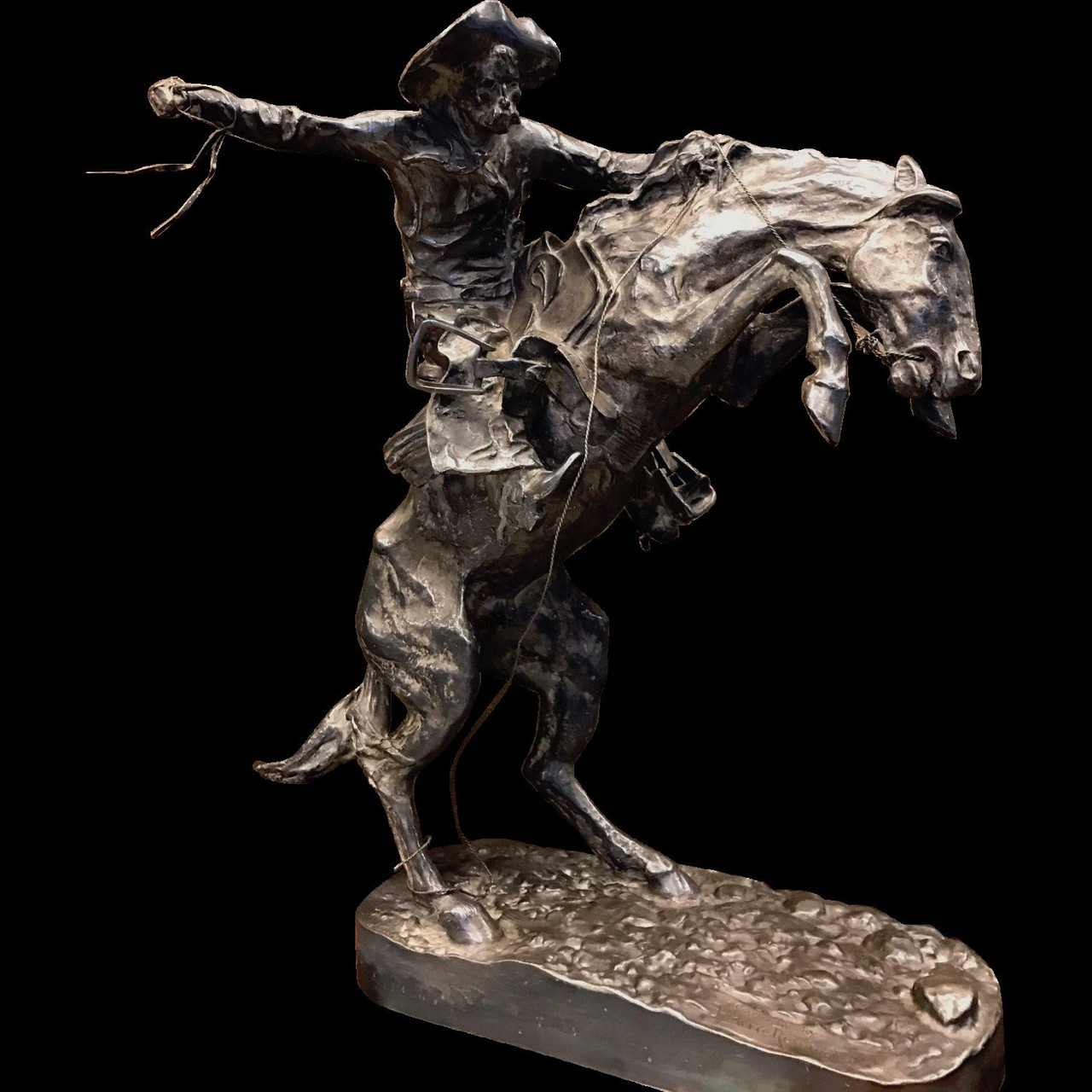 Frederic Remington's 'The Broncho Buster' Pure Silver Cast from Original  Mold