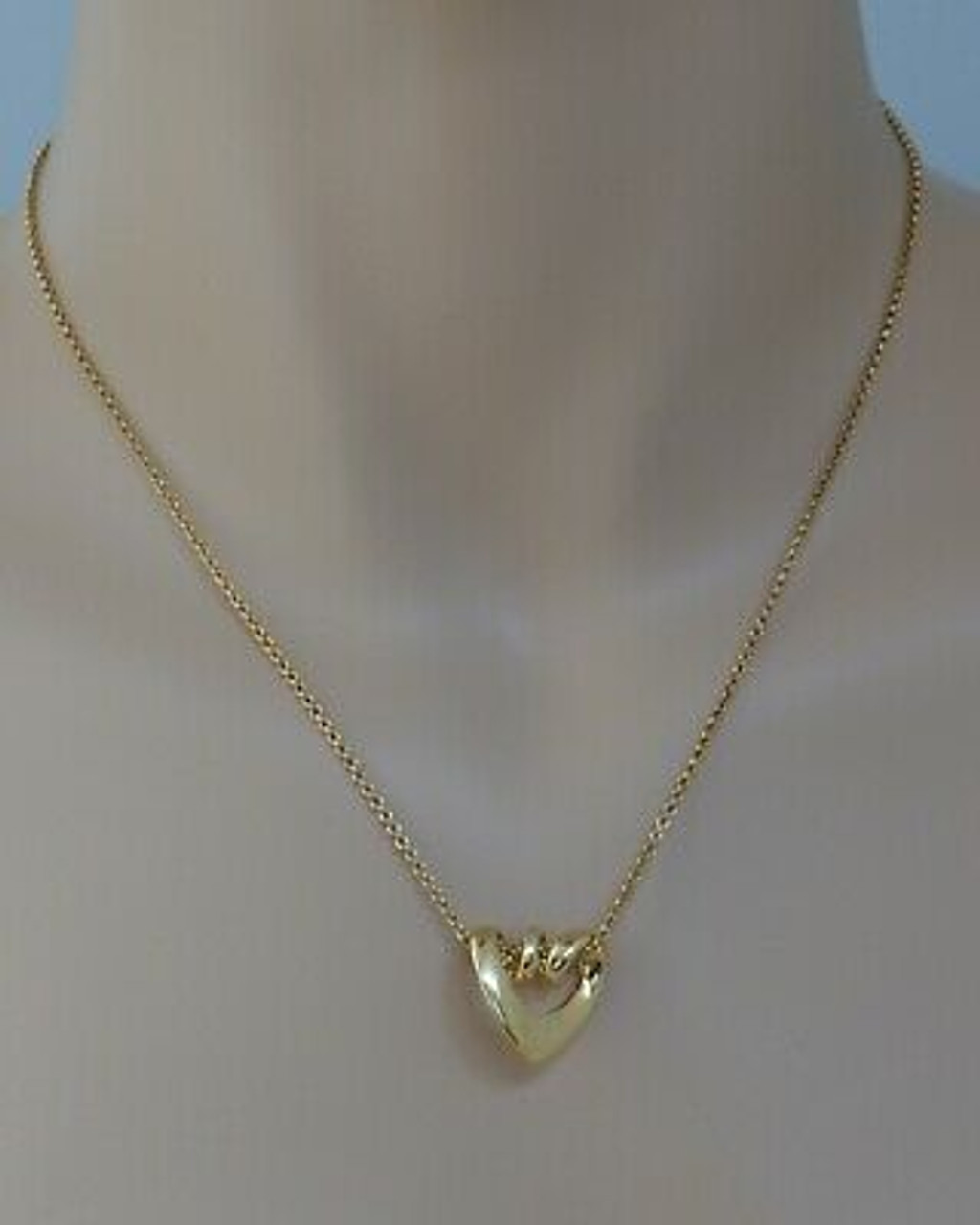 18K Yellow Gold Georg Jensen Necklace with Looped Heart Pendant, 16