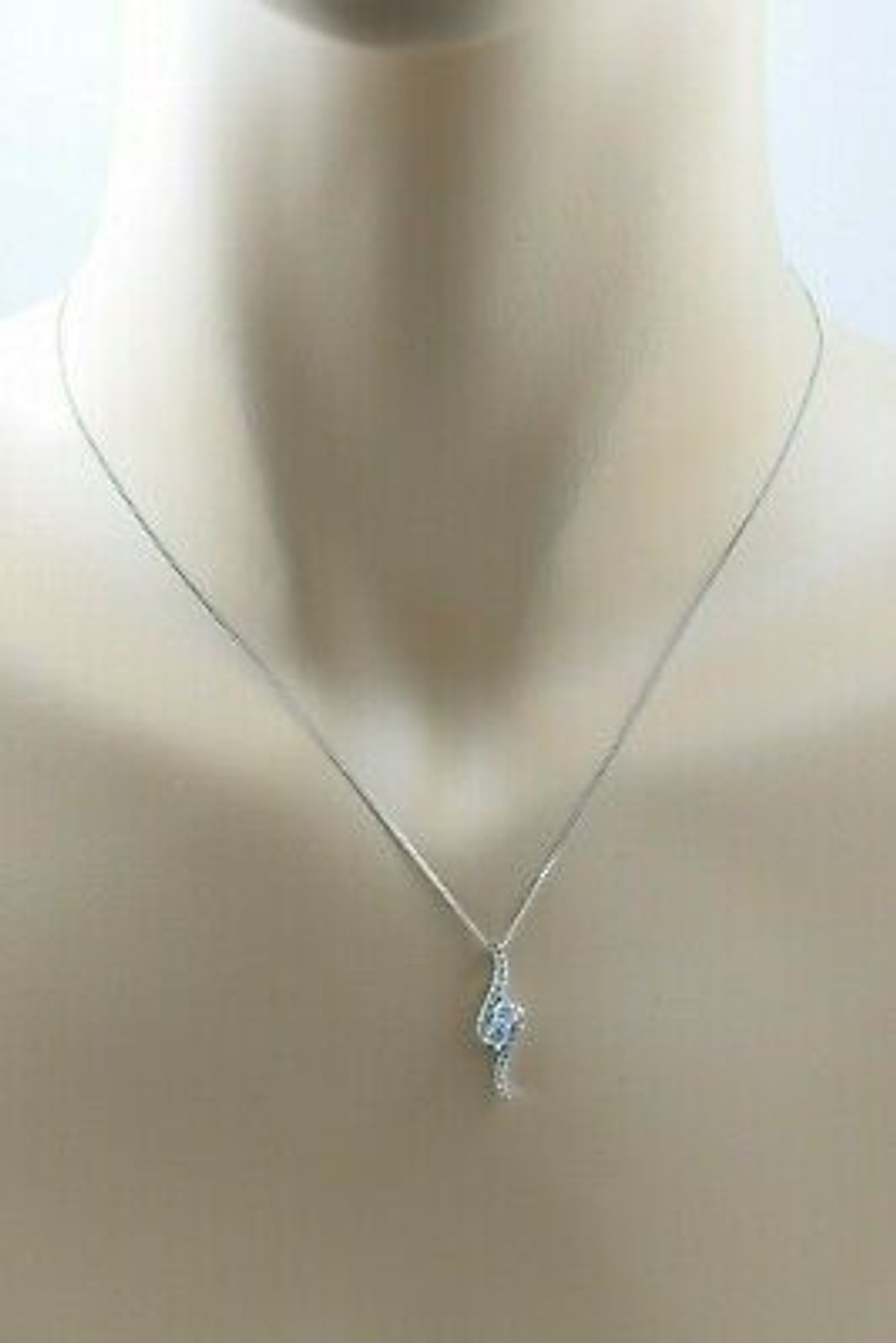 10k White Gold Round Sapphire Baby Bootie Pendant with 18 Chain