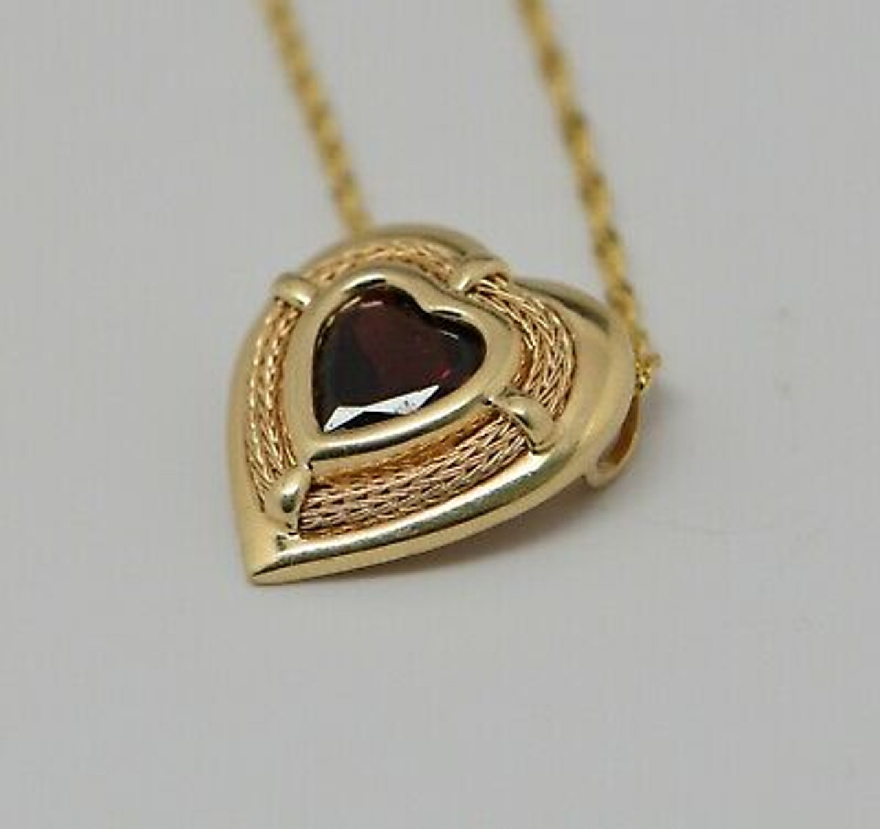 Heart & Wings 14KT Gold, Diamond & Pink Garnet Necklace