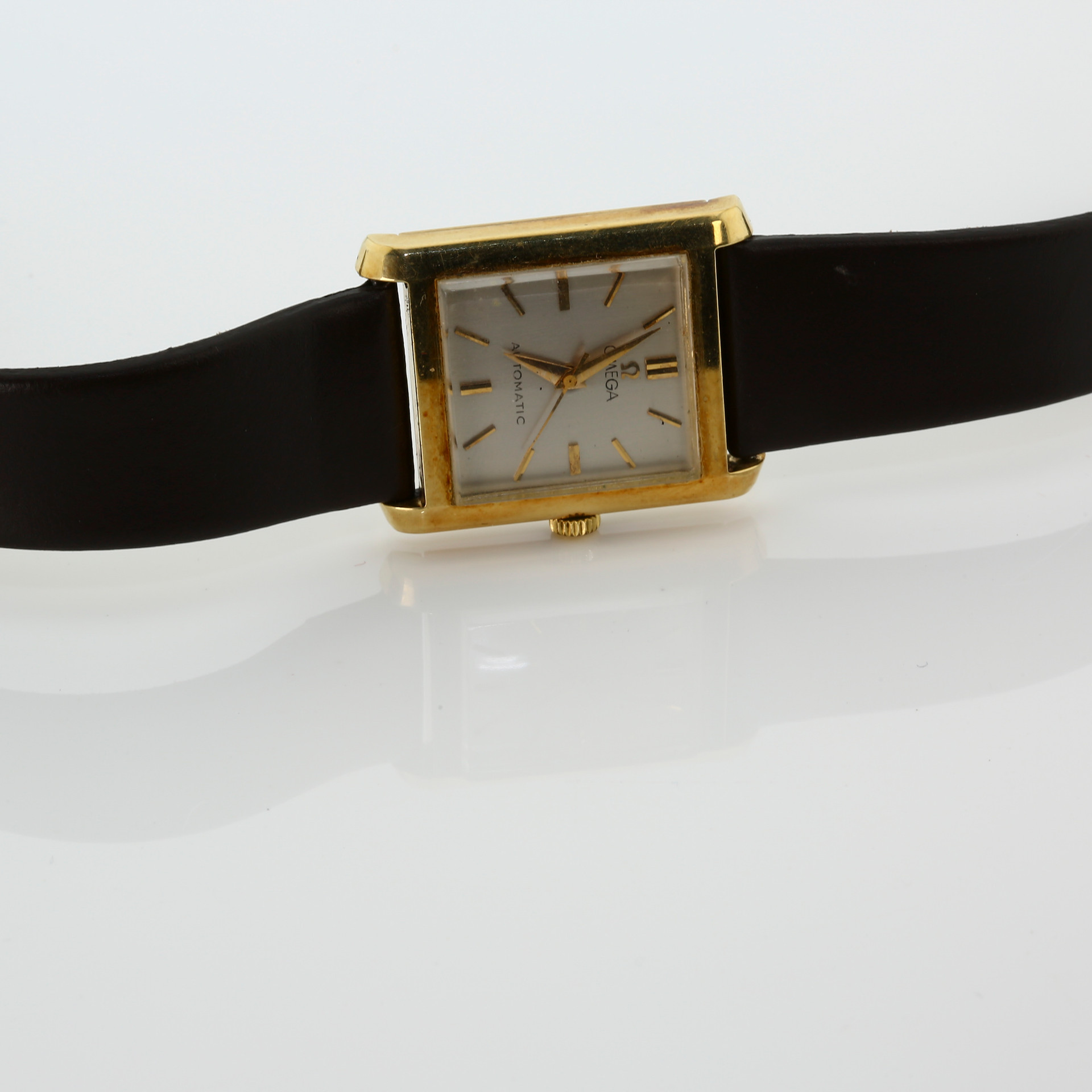14K Yellow Gold Omega Automatic Tank Watch, Circa 1960 - Colonial ...