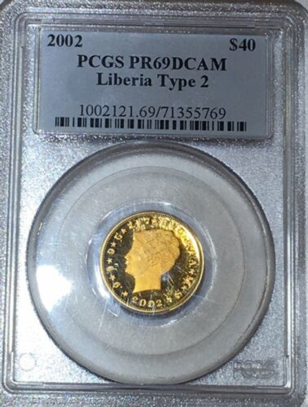 2002 Liberia $40 Gold, Stella Type 2 PCGS PR69DCAM