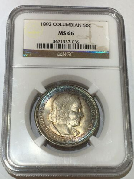 1892 Columbia’s Exposition Commemorative Half Dollar NGC MS 66 Great Colors!