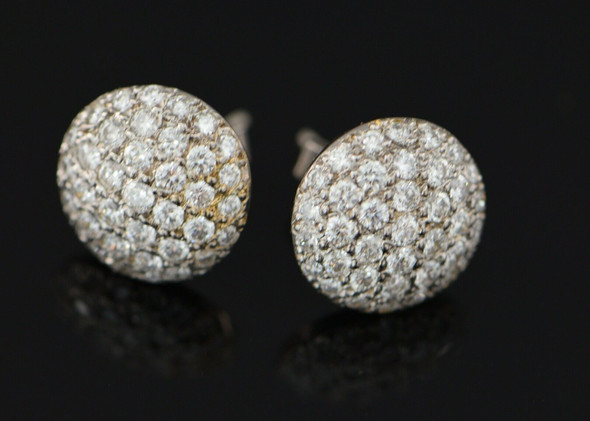 14K White Gold Diamond Pave Studs, 3+ ct tw, Super Quality! Circa 1980