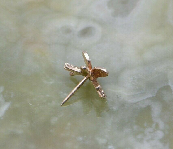 Vintage 14K YG Fly Tie Tack Ruby Stone as the Head Circa 1960