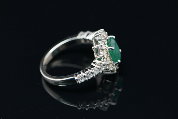 14K WG Emerald & Diamond Halo Ring, 2.5ct tw., Size 8.25
