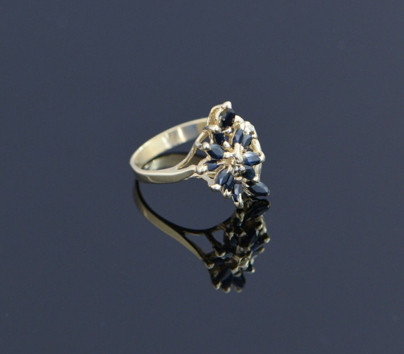 10K Yellow Gold Sapphire Ring Circa 1970, Size 7.75 10K Yellow Gold Sapphire Ring Circa 1970, Size 7.75