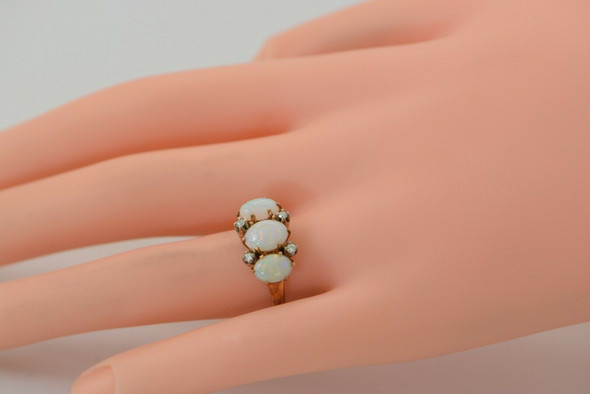 14K YG Opal & Diamond Ring, 2 ct tw estimated, Size 7.5, Circa 1960