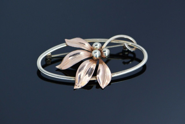10K Yellow & Rose Gold "Forstner" Floral Pin, Circa 1940 10K Yellow & Rose Gold "Forstner" Floral Pin, Circa 1940