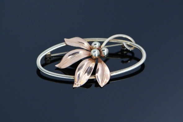 10K Yellow & Rose Gold "Forstner" Floral Pin, Circa 1940