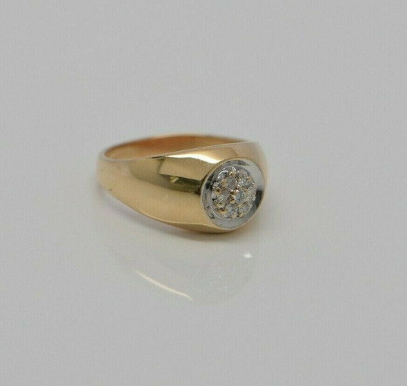 14K Yellow Gold Diamond Ring, Circa 1960, Size 8 14K Yellow Gold Diamond Ring, Circa 1960, Size 8
