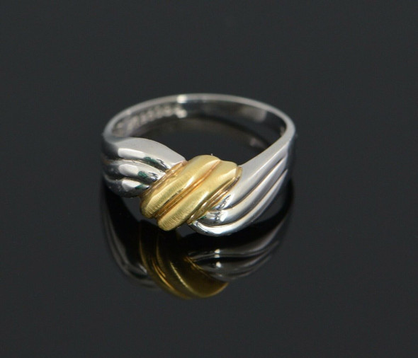 Platinum and 18K Yellow Gold Swirl Design Ring, Size7