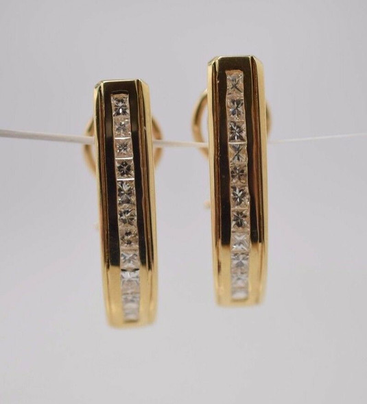 14K Yellow Gold Diamond Rectangular Ear Clips, 3 ct. tw.