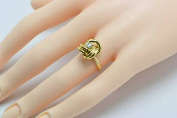 14K Yellow Gold Super Love Knot Diamond Ring Size 6 Circa 1980