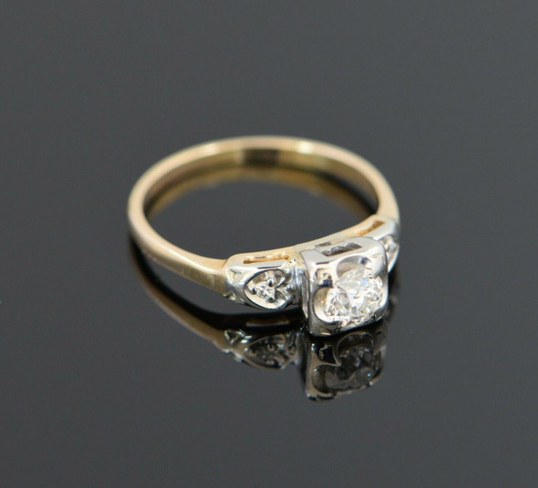 14K Yellow Gold Vintage Engagement Ring with .50 ct. Center Circa 1940, Size 6.5 14K Yellow Gold Vintage Engagement Ring with .50 ct. Center Circa 1940, Size 6.5