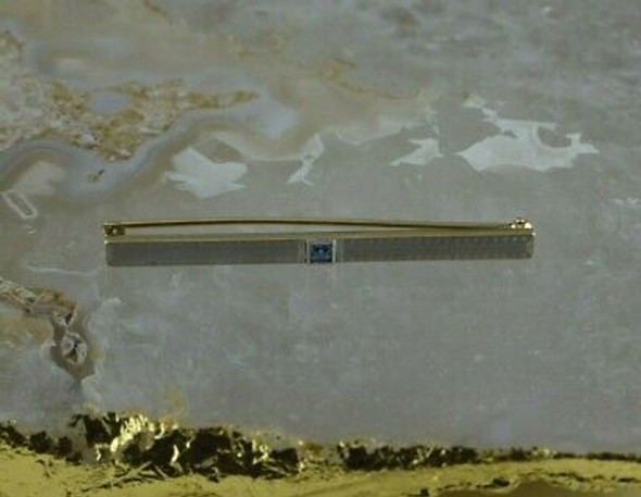 Vintage 14K White Gold Top Yellow Gold Sapphire Bar Pin Art Deco Circa 1930