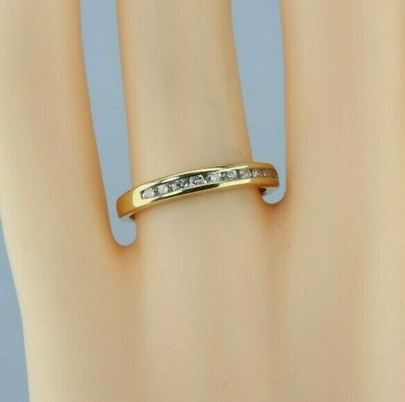 14K Yellow Gold 1/3ct Diamond Band 10 Round Diamonds Size 7 Circa 1980