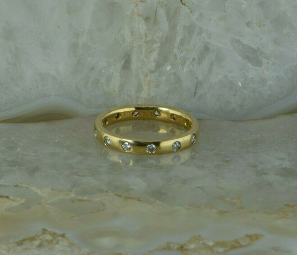 18K Yellow Gold 1/3ct Diamond Set Band Marked "VJ" Size 5.5 Circa 1980