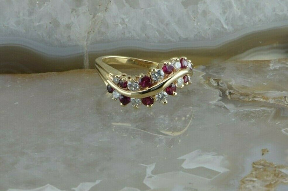 14K Yellow Gold Ruby and Diamond Ring 2ct est Ring Size 7 Circa 1980