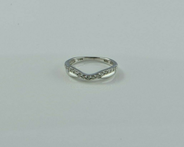 14K White Gold Diamond Band for Inset Against Solitaire Mount Size 6 Circa 1990
