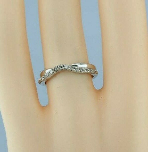 14K White Gold Diamond Band for Inset Against Solitaire Mount Size 6 Circa 1990