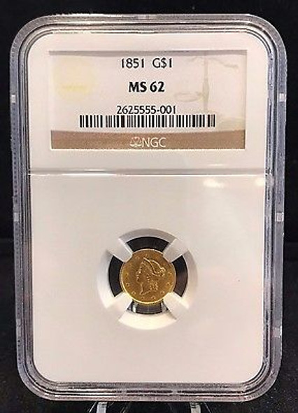 1851 U.S. One Dollar Gold NGC MS 62