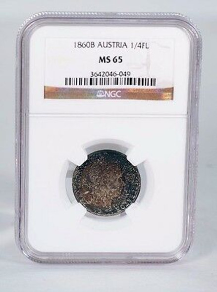 1860B Austria 1/4F NGC MS-65 Superb Toning