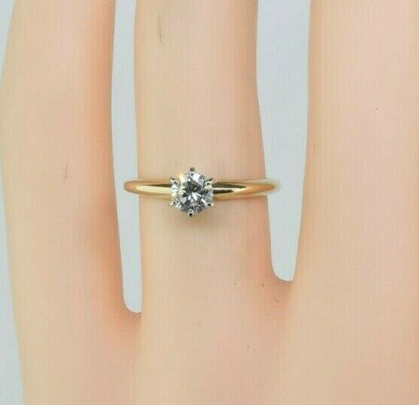 Vintage 14K Yellow Gold Diamond Solitaire Ring Size 5.25 Circa 1960