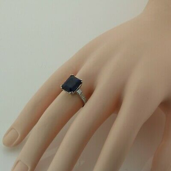 14K White Gold 5 ct tw Sapphire and Diamond Engagement Ring size 6.75