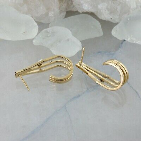 14K Yellow Gold and Diamonds J Hook Earrings