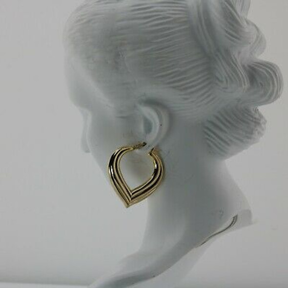 14K Yellow Gold Heart Hoop Earrings