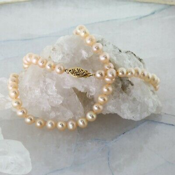 5.8 - 6.2mm Freshwater Pearl Strand 16.75 Inches Length 14K Yellow Gold Clasp