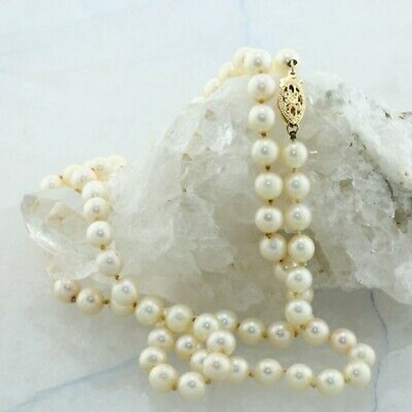 5.8mm Pearl Strand 25 Inches Length 14K Yellow Gold Clasp