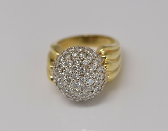 18K Yellow Gold Diamond Dome Ring Circa 1970, size 4.75