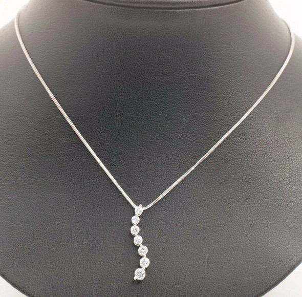 14K White Gold Necklace w/ 7 tired Diamond Pendant app. 1.5 ct. tw. ,18.5" long