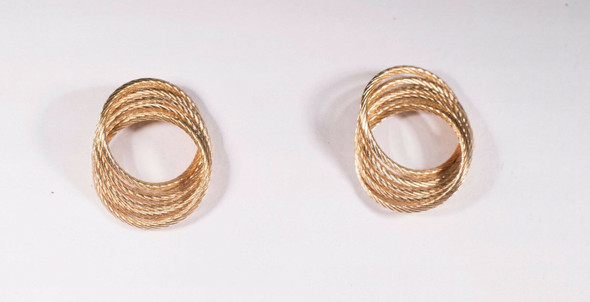 14K Yellow Gold Multi Circular Swirl Post Earrings