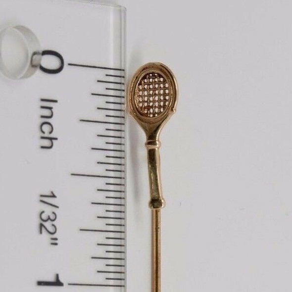 Vintage 14k Yellow Gold Stick Pin with a Tennis Racket