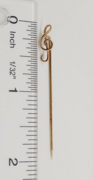 Vintage 14k Yellow Gold Stick Pin with "G Clef" Musical Note