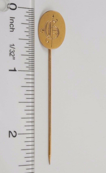 Vintage 10k Yellow Gold Stick Pin with Letter "G" on Oval