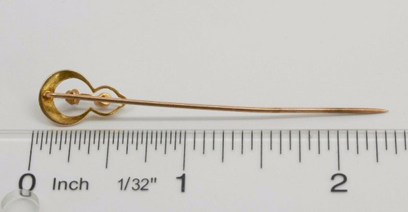 Vintage 10k Yellow Gold Stick Pin with Diamond and Pearl