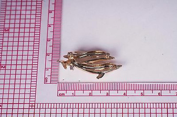 14K Yellow Gold "Dolphin" Brooch/Pin with Diamonds