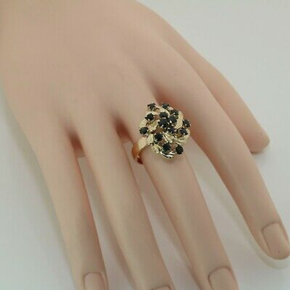 14K Yellow Gold 3 ct tw Sapphire Statement Ring Size 7.75