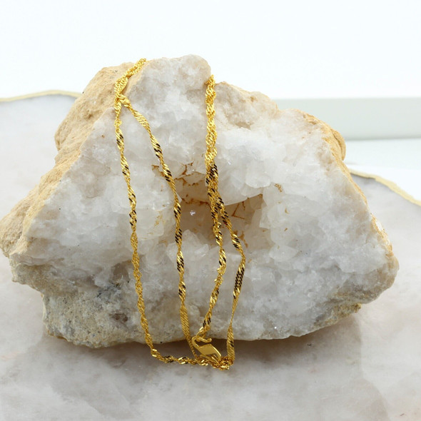 22K Yellow Gold Necklace, 18 inch, Hook Clasp