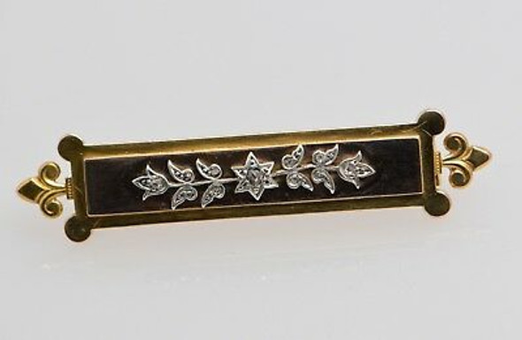Tri-Color Gold Pin/Brooch with Diamonds, Circa 1880