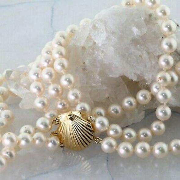 6.5 - 6.8mm Pearl Strand 18 Inches Length 14K Yellow Gold Clasp